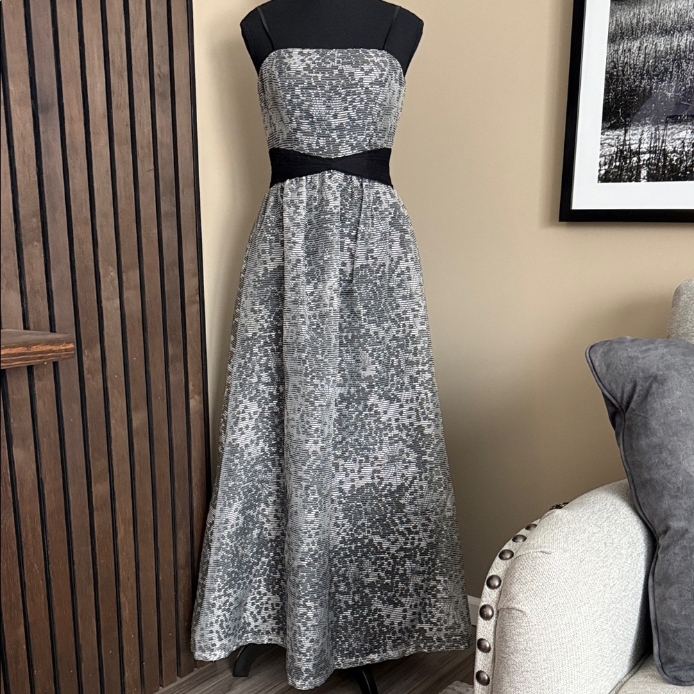 Adrianna Papell Strapless Black and Gray Dress